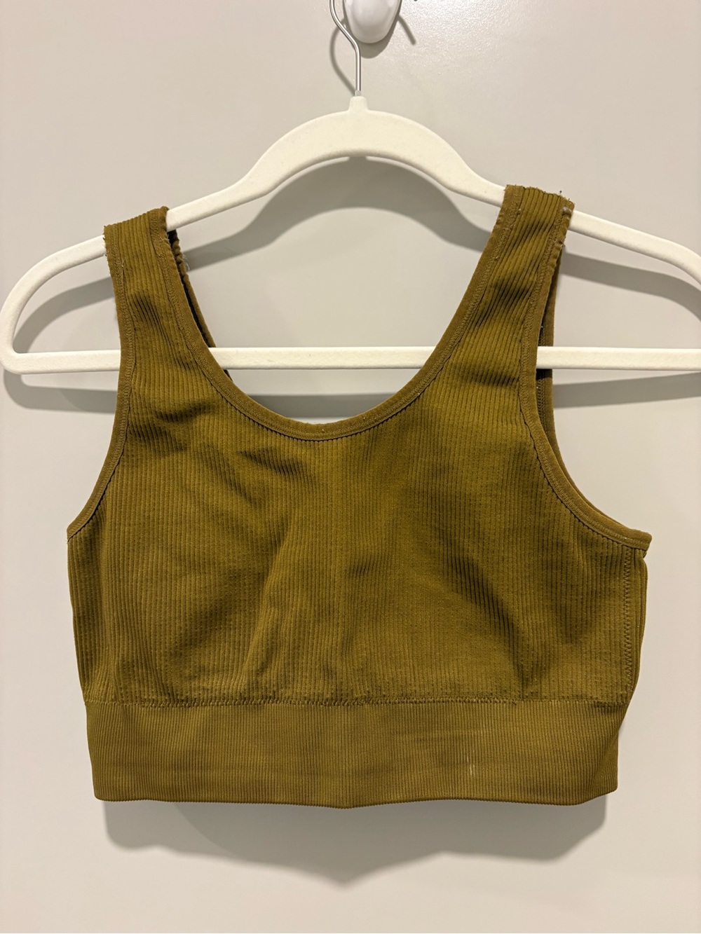 Aerie Ribbed Crop Tank Bra - Olive